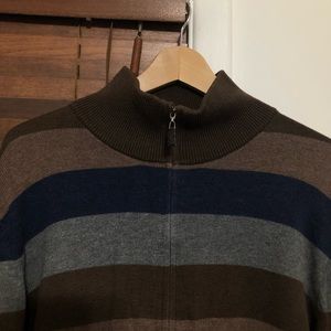 Striped Gap Mock Neck Zip Up Sweater